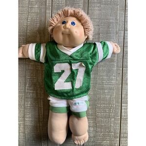 Cabbage Patch Kids Error Boy Football Green Jersey 1982 Vintage Blonde Blue Eyes